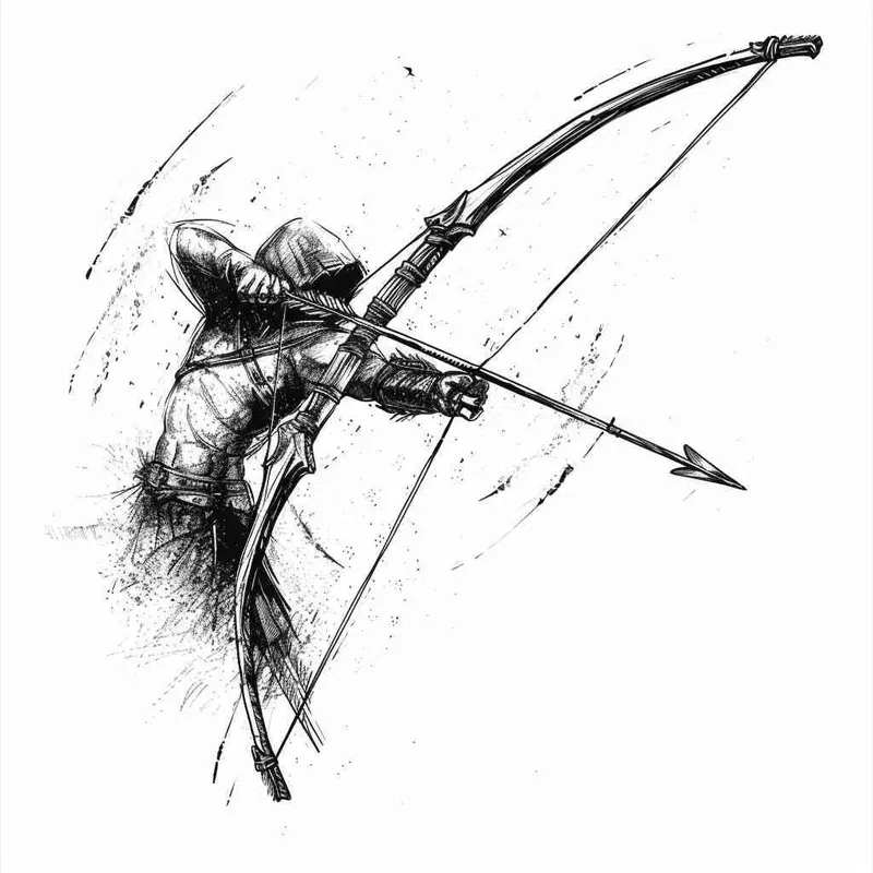 美漫风格，马背弓，武器手绘，白色背景 - style2部分