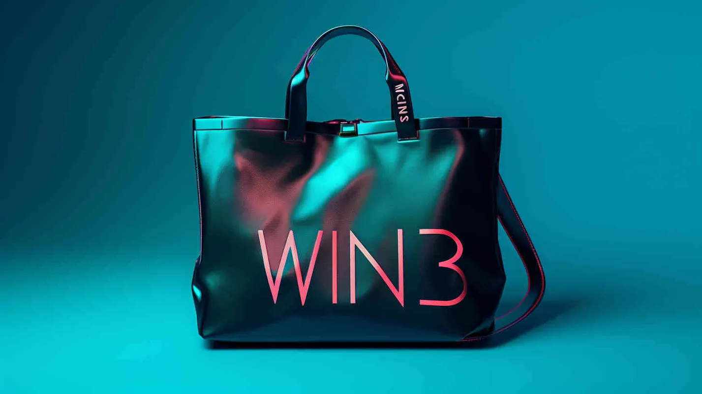 设计一个时尚包，logo是“WIN3”的高级设计字体，很醒目很帅，背景纯色，赛博朋克风格 - style2部分