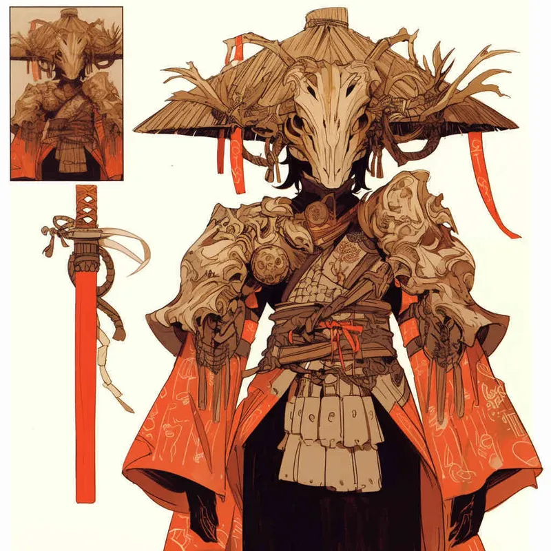 Meiman style, wooden armor, white background - style2部分