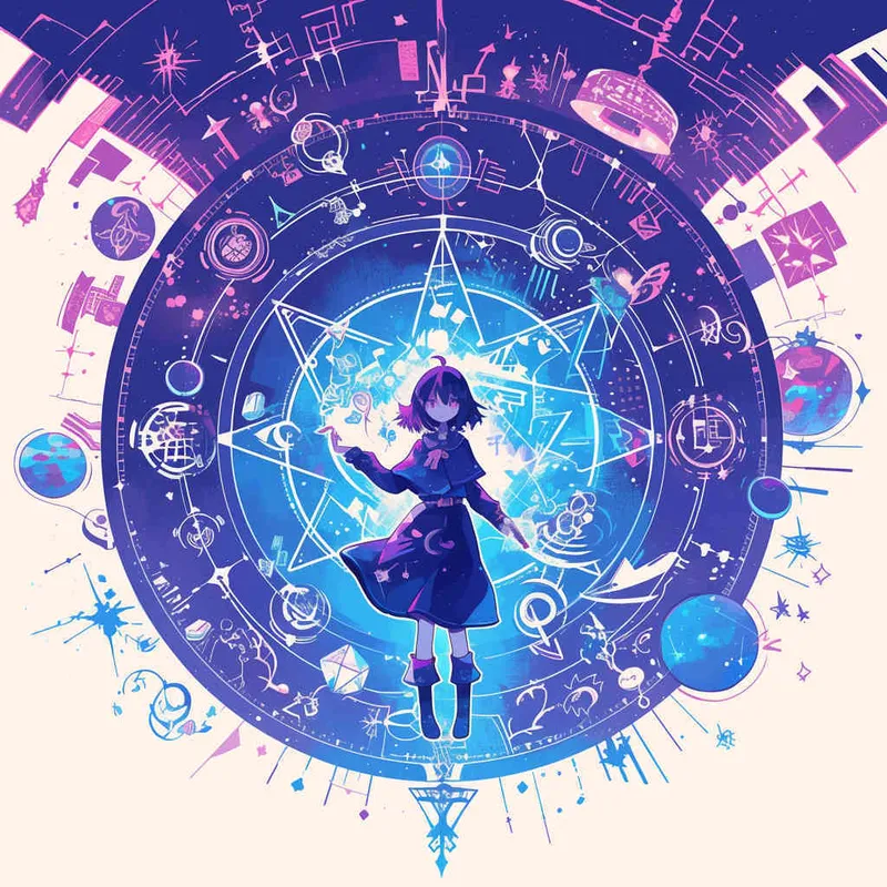 美漫风格，魔法阵，白色背景 - style1部分