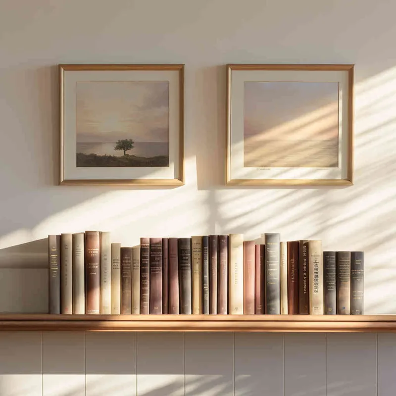 On a wooden shelf, there are 3 books placed. The cover of the book should face the front, and a gentle beam of sunlight hits them. The background is a white wall. The image style is in real time, and the composition is centered,-- v5.2,---q 5,--s 750 

 - style2部分