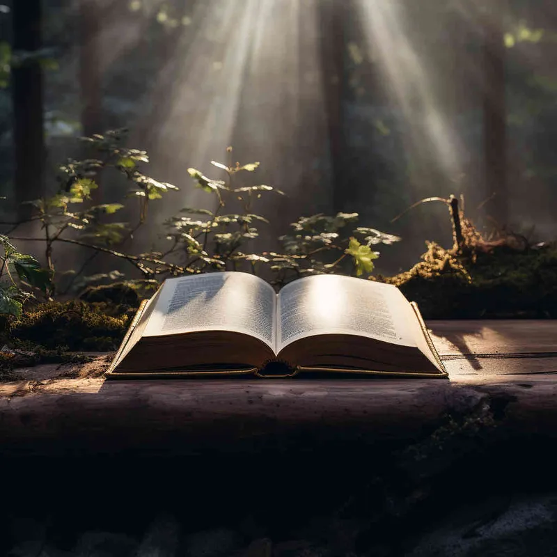 A book with the cover facing forward is placed on a wooden shelf, with a white wall as the background and a beam of sunlight shining on it. The photo style and composition are centered,--ar 1:1 --v 5.2 - AI绘画作品展示 | Midjourney中文版生成