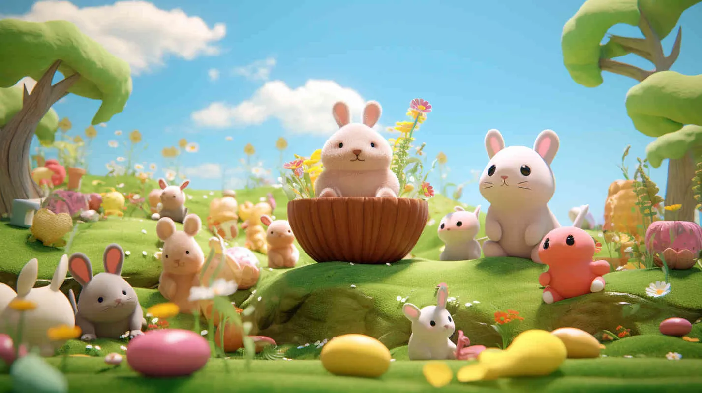 3D clay universe populated by adorable animals like cats, dogs, and rabbits enjoying a colorful picnic on the lush grass. The scene is filled with baskets, flowers, and bathed in sunlight, all depicted in a charming cartoon style with a touch of minimalism. Created using clay material and rendered flawlessly with Blender, C4D, and Octane Renderer to ensure perfection in every detail, offering the best quality at 8k resolution - ideal for animation or illustration projects. Face Shot (VCU),Natural light,Medium Shot(MS) --ar 9:16 --v 5.2 - AI绘画作品展示 | Midjourney中文版生成