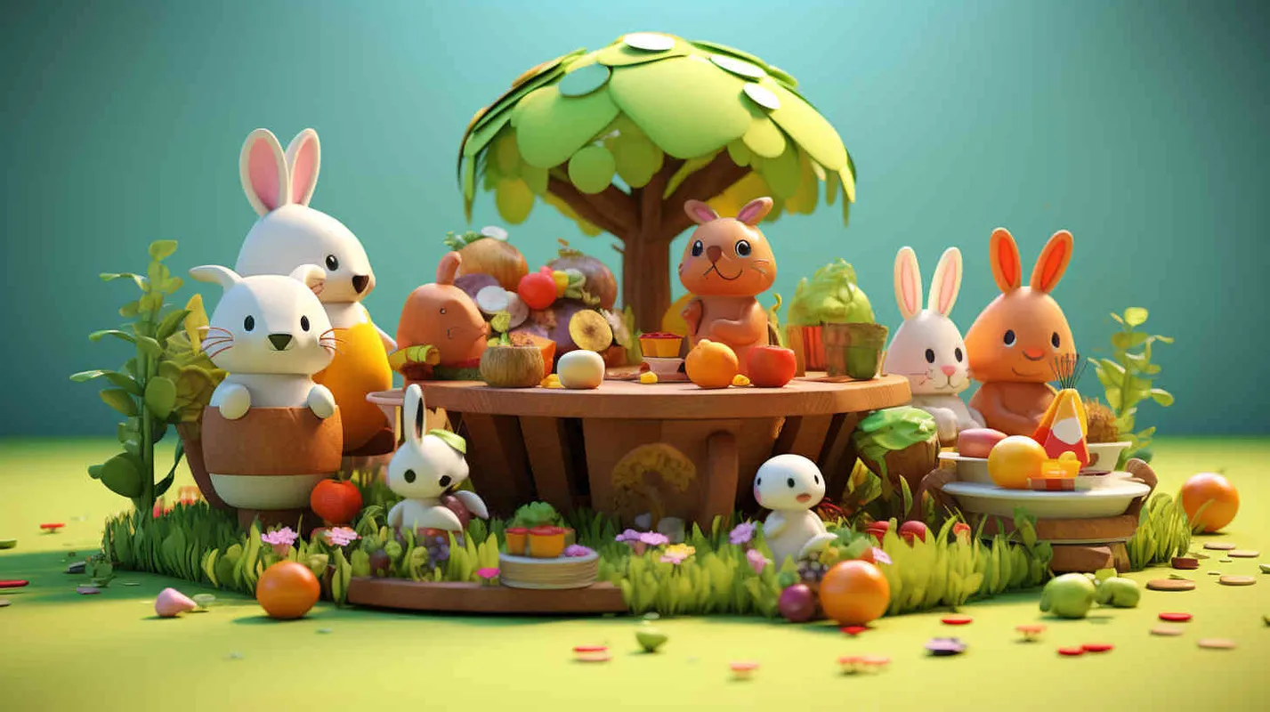 3D clay universe populated by adorable animals like cats, dogs, and rabbits enjoying a colorful picnic on the lush grass. The scene is filled with baskets, flowers, and bathed in sunlight, all depicted in a charming cartoon style with a touch of minimalism. Created using clay material and rendered flawlessly with Blender, C4D, and Octane Renderer to ensure perfection in every detail, offering the best quality at 8k resolution - ideal for animation or illustration projects. Face Shot (VCU),Natural light,Medium Shot(MS) --ar 9:16 --v 5.2 - AI绘画作品展示 | Midjourney中文版生成