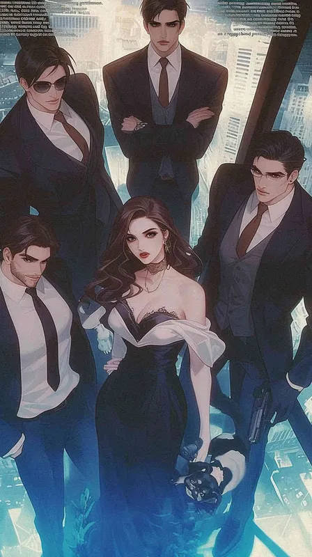 A delicate urban beauty surrounded by four handsome guys, one is a domineering and handsome CEO, one is a black bellied suit and glasses man, one is a celebrity little milk dog, and one is a tough muscular and long haired bodyguard - style2部分