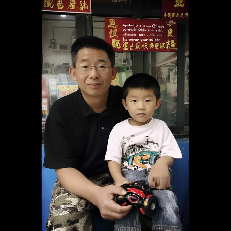 一个中国父亲和他七岁儿子的合影 - style2部分