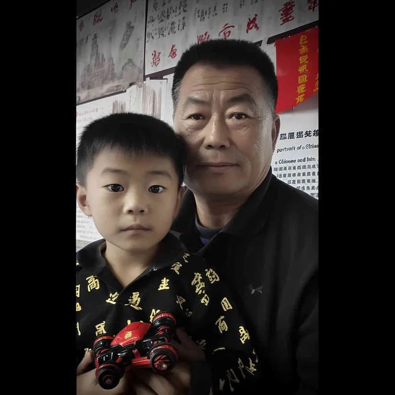一个中国父亲和他七岁儿子的合影 - style3部分