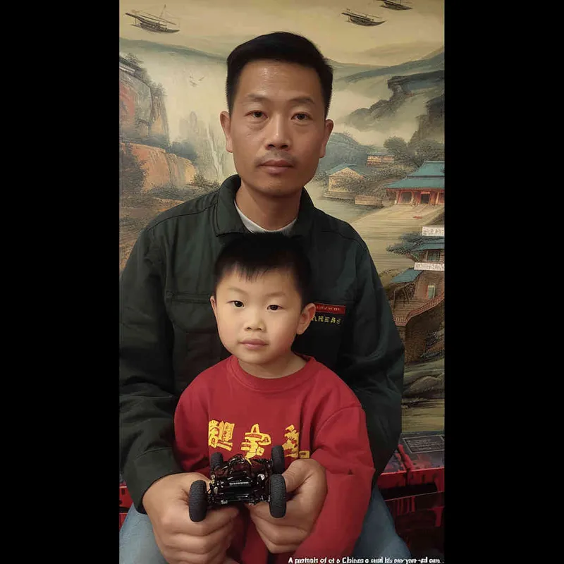 一个中国父亲和他七岁儿子的合影 - style4部分