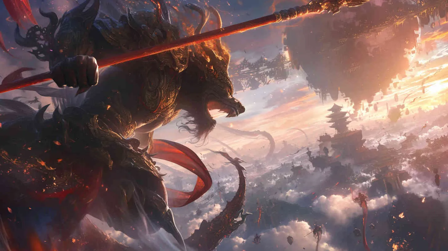 孙悟空大闹天宫的场景，可谓是一场震撼天地的壮丽画卷。

在那一天，孙悟空身披金甲，手持金箍棒，气势如虹地冲上了天宫。他的眼中闪烁着不屈的光芒，仿佛要将整个天宫都纳入自己的掌控之中。

天宫之上，云雾缭绕，仙乐飘飘。然而，这一切的宁静与和谐，在孙悟空的到来之后，瞬间被打破。 - style2部分