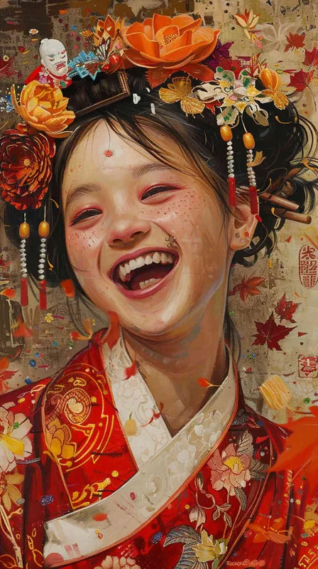 开心的亚洲女孩 - style2部分
