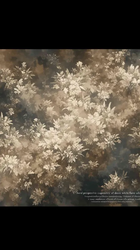 https://www.popo8.com/host/data/202404/13/10/4b82260.jpg Aerial view of dense white flowers and dark brown grasses, low angle shot, double exposure photography, hazy atmosphere, color gradient, Chinese ink painting style, fantasy art, ultrahigh definition resolution, super details, soft focus effect, natural light, symmetrical composition, smoke filled, mysterious mood –iw 2 –ar 2:1 – AI绘画作品展示 | Midjourney中文版生成