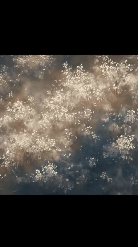 Aerial view of dense white flowers and dark brown grasses, low angle shot, double exposure photography, hazy atmosphere, color gradient, Chinese ink painting style, fantasy art, ultrahigh definition resolution, super details, soft focus effect, natural light, symmetrical composition, smoke filled, mysterious mood --ar 9:16 --niji 6 --sref https://www.popo8.com/host/data/202404/13/10/4b82260.jpg - style4部分