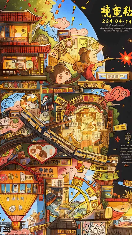 
Midjourney Bot
AI机器人
2024-04-14 11:34:53
Create a striking children's illustration showcasing the future city of Jinhua, a picturesque city in Zhejiang Province, China. Embrace the essence of classical Chinese artwork with a touch of Miyazaki's magical style. Picture a young girl gracefully holding a paintbrush, her art mirroring the fast-paced innovation of high-speed trains, the remarkable presence of the five-starred national flag, and the iconic landmarks of Jinhua, Zhejiang. Imagine the Jinhua Museum, the enchanting Wuyue Opera House, the vibrant amusement park, and awe-inspiring masterpieces, all depicted in exquisite detail, ready to adorn any high-resolution wallpaper,no text  - style2部分