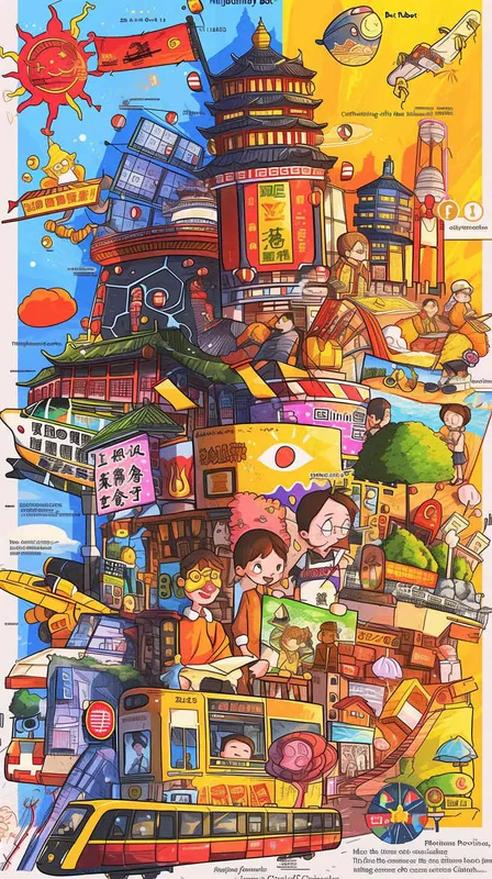 
Midjourney Bot
AI机器人
2024-04-14 11:34:53
Create a striking children's illustration showcasing the future city of Jinhua, a picturesque city in Zhejiang Province, China. Embrace the essence of classical Chinese artwork with a touch of Miyazaki's magical style. Picture a young girl gracefully holding a paintbrush, her art mirroring the fast-paced innovation of high-speed trains, the remarkable presence of the five-starred national flag, and the iconic landmarks of Jinhua, Zhejiang. Imagine the Jinhua Museum, the enchanting Wuyue Opera House, the vibrant amusement park, and awe-inspiring masterpieces, all depicted in exquisite detail, ready to adorn any high-resolution wallpaper,no text  - style3部分