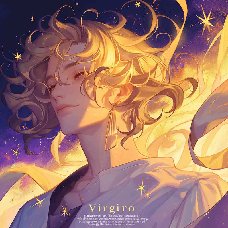 Virgo avatar, long haired girl, illustration, warm, comfortable, lazy, and soft artistic style,  purple - style4部分
