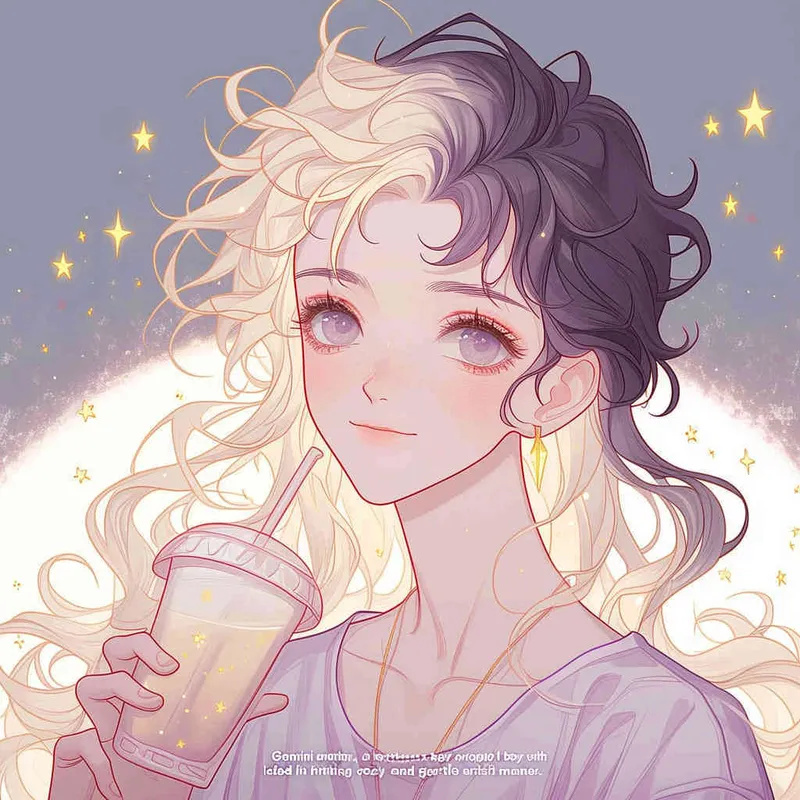Gemini avatar, boy, short hair, illustrated, warm, atmospheric, lazy, and gentle art style - style4部分
