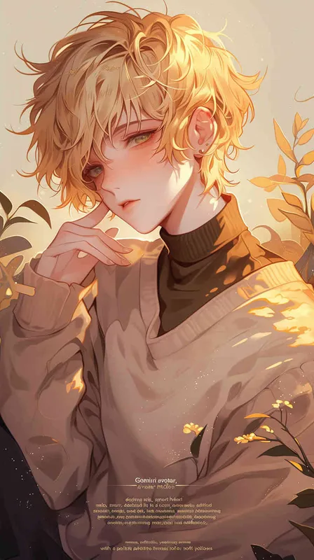 Gemini avatar, boy, short hair, illustrated, warm, atmospheric, lazy, and gentle art style, yellow  - style4部分