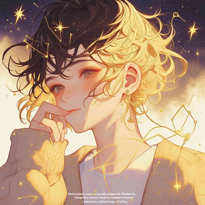 Gemini avatar, boy, short hair, illustrated, warm, atmospheric, lazy, and gentle art style, yellow - AI绘画作品展示 | Midjourney中文版生成