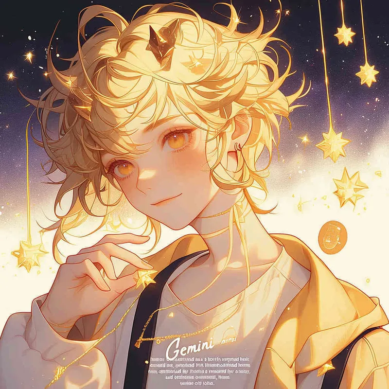 Gemini avatar, boy, short hair, illustrated, warm, atmospheric, lazy, and gentle art style, yellow - AI绘画作品展示 | Midjourney中文版生成