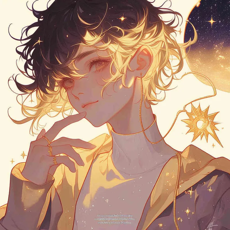 Gemini avatar, boy, short hair, illustrated, warm, atmospheric, lazy, and gentle art style, yellow - AI绘画作品展示 | Midjourney中文版生成