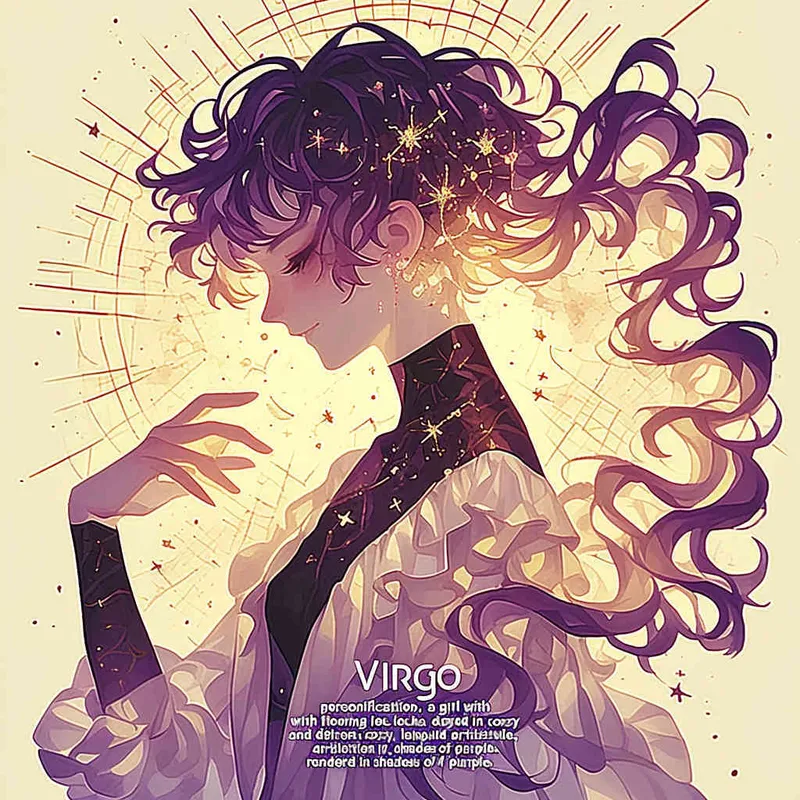 Virgo avatar, long haired girl, illustration, warm, comfortable, lazy, and soft artistic style，purple  - AI绘画作品展示 | Midjourney中文版生成