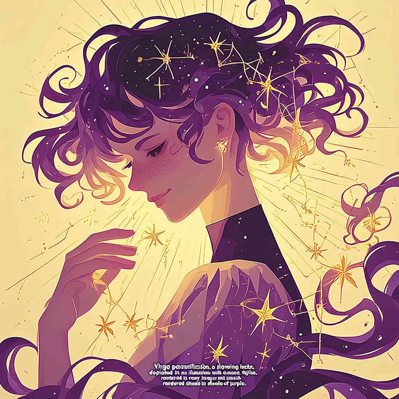 Virgo avatar, long haired girl, illustration, warm, comfortable, lazy, and soft artistic style，purple  - AI绘画作品展示 | Midjourney中文版生成