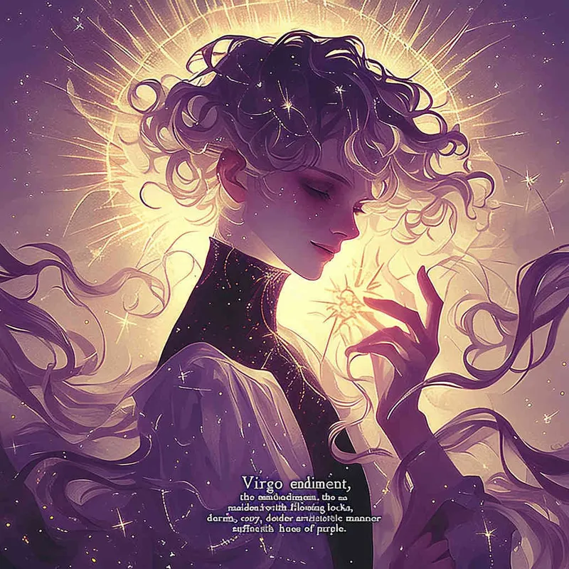 Virgo avatar, long haired girl, illustration, warm, comfortable, lazy, and soft artistic style，purple - style1部分