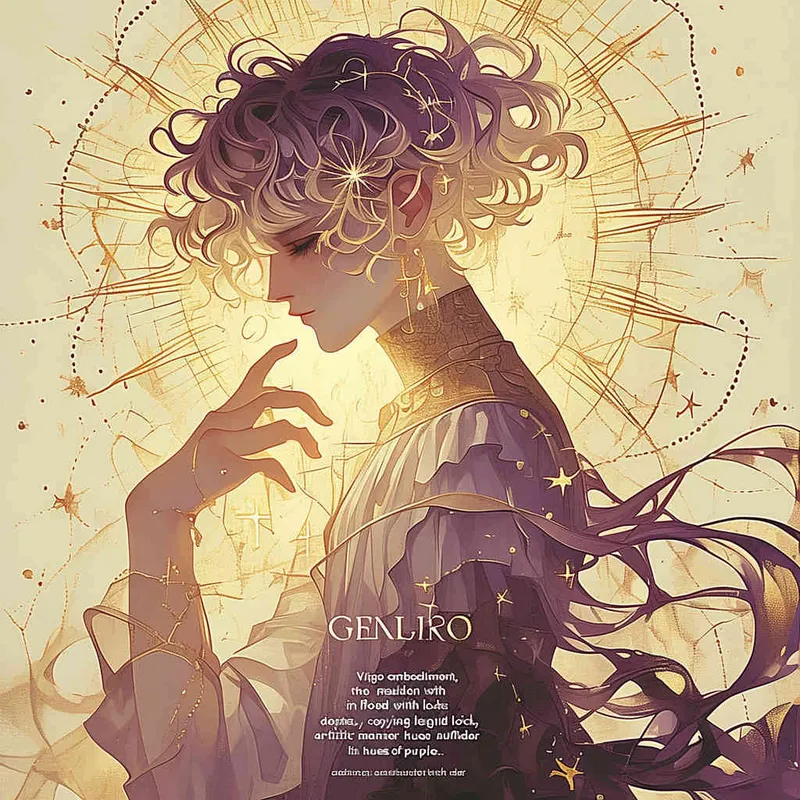 Virgo avatar, long haired girl, illustration, warm, comfortable, lazy, and soft artistic style，purple - style3部分