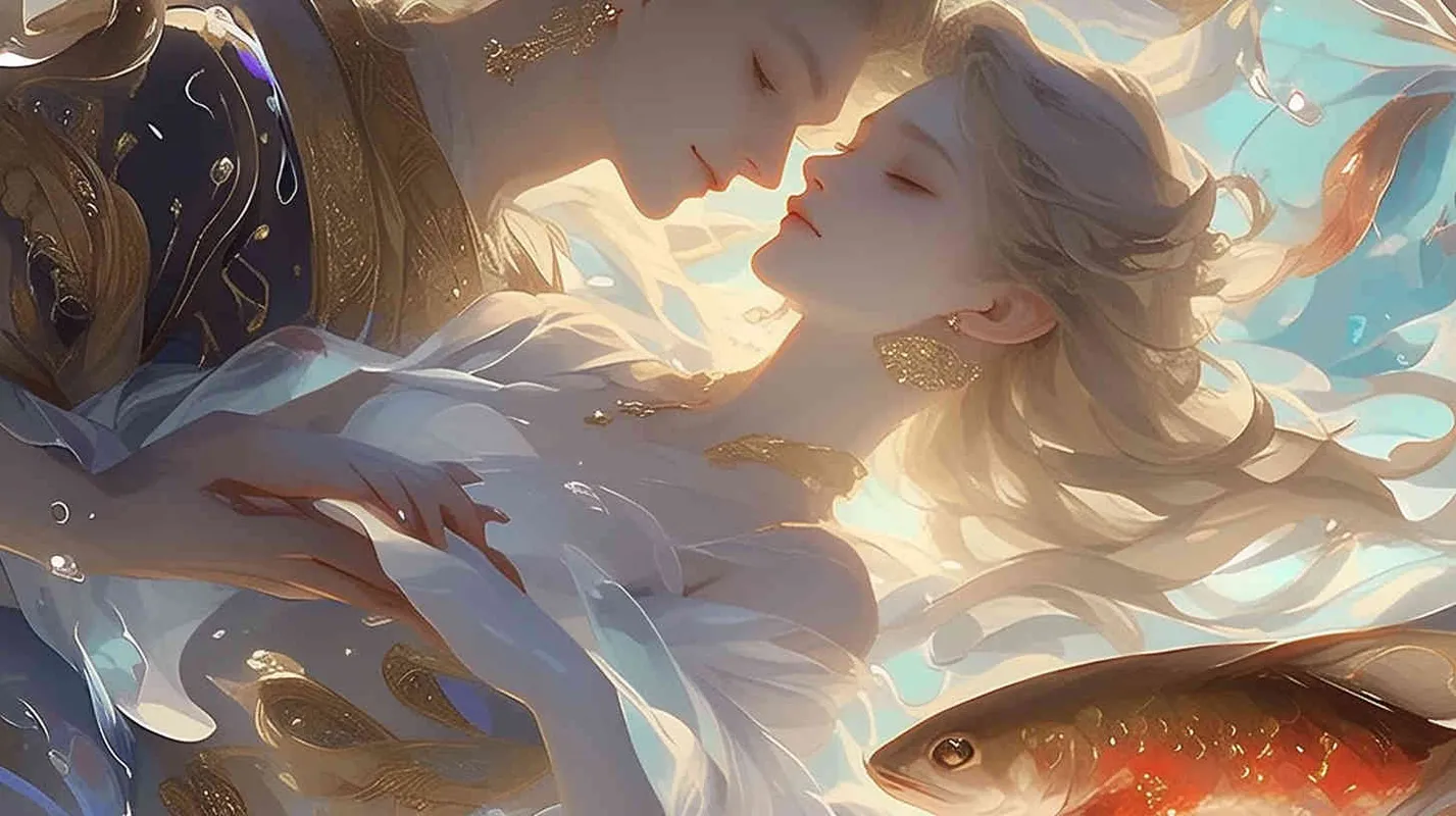 A couple, male Gemini and  long hair female Virgo, warm, lazy, thick painted illustration style - style3部分