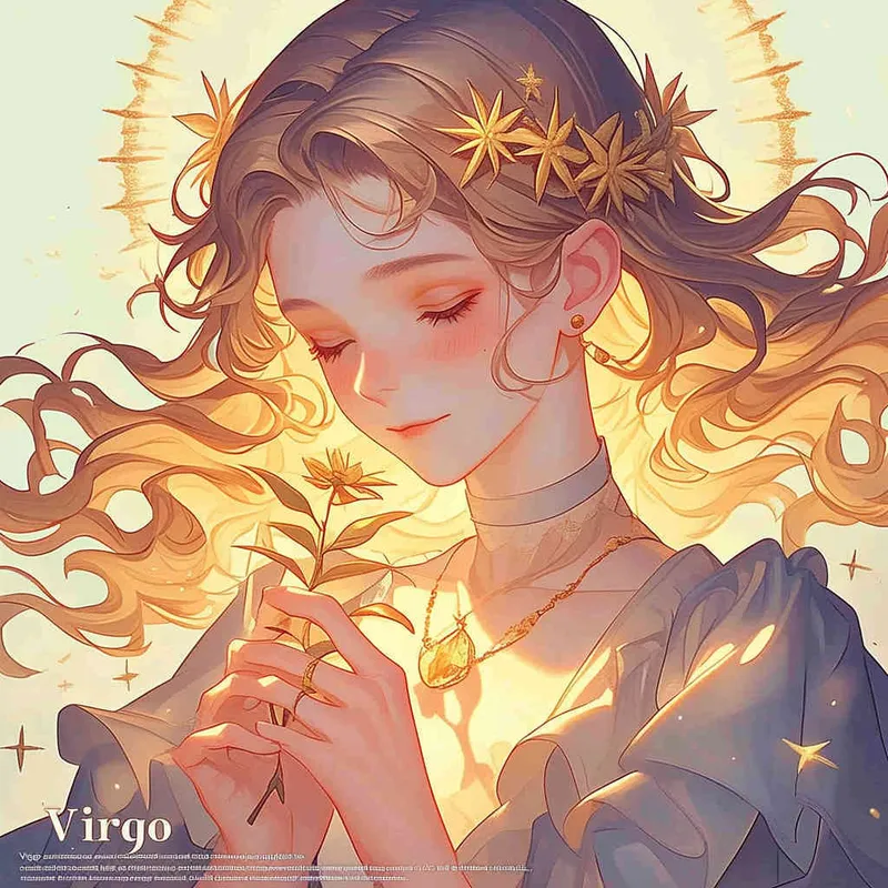 virgo avatar, long haired girl, illustration, warm, comfortable, lazy, and soft artistic style - style3部分