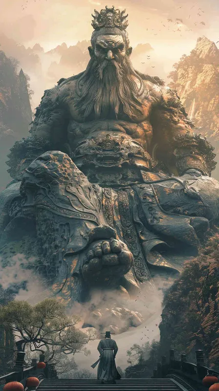 盘古上神。他的身躯巍峨而高大，仿佛一座永恒的巨峰，直插云霄，与天地相连。他的肌肤呈现出一种深沉的古铜色，如同经过岁月沉淀的岩石，坚硬而富有质感。

他的头部硕大，宛如一座巍峨的山头，显得异常威严。他的双眼深邃而明亮，犹如夜空中最亮的星辰，闪烁着智慧与坚毅的光芒。他的眉毛浓密而修长，仿佛两道黑色的瀑布，从额头两侧垂落，给人一种不怒自威的感觉。

他的鼻子高挺而宽阔，像是一座山峦，在他的脸庞上占据着重要的位置。他的嘴巴宽阔而厚实，紧闭时显得坚定而有力，张开时则仿佛能吞噬天地间的万物。

他的肩膀宽阔而厚实，仿佛能扛起整个世界的重量。他的双臂粗壮而有力，肌肉线条分明，充满了力量感。他的双手巨大而厚实，仿佛能握住整个宇宙，每一次的挥动都能引发天地的震动。

他的双腿修长而有力，仿佛两根支撑天地的巨柱，稳稳地扎根在混沌之中。他的双脚巨大而厚实，仿佛能踏平一切阻碍，引领着宇宙走向新的纪元。

他的身上散发着一种不可言喻的气息，那是一种古老而神秘的气息，仿佛蕴含着整个宇宙的奥秘与力量。他的存在本身就是一种震撼，一种威严，一种无法抗拒的力量。

他的外貌特征不仅是他自身的体现，更是他强大力量与坚定意志的象征。他的每一个细节都充满了力量与美感，仿佛是大自然最为完美的杰作。

文心大模型3.5生成 - style1部分