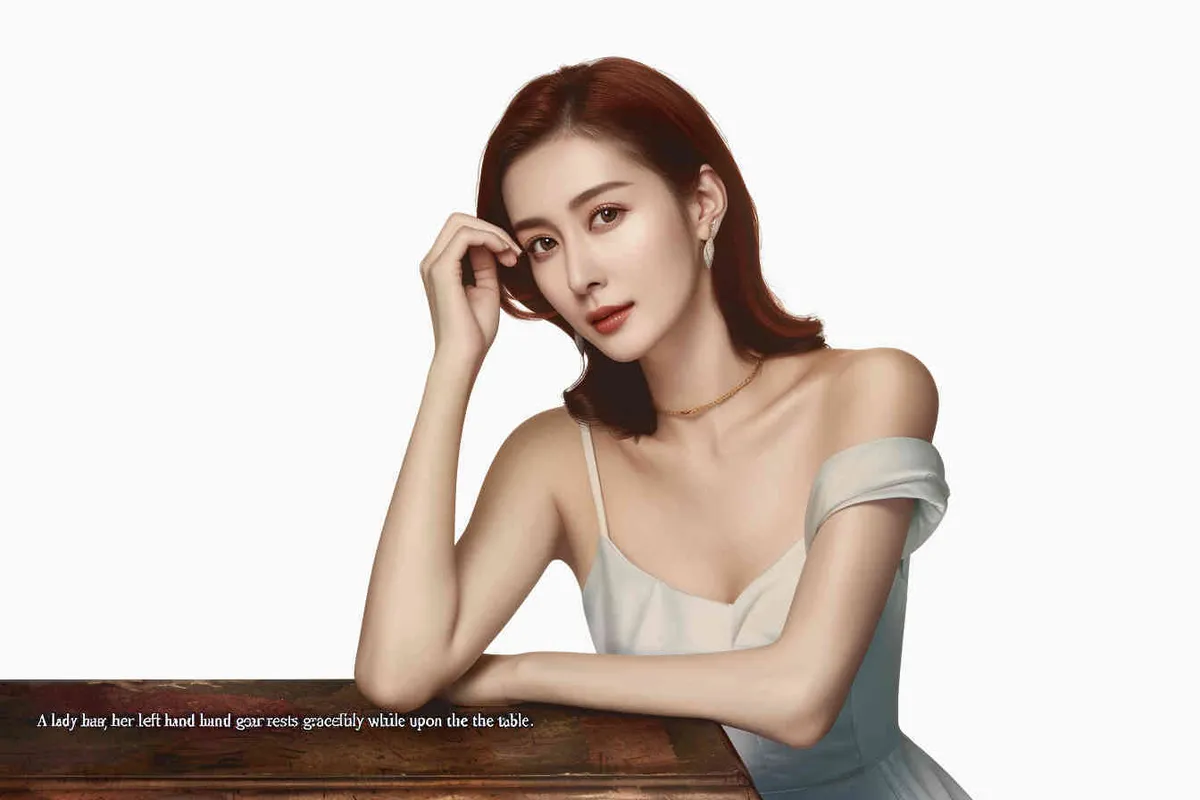 A lady, with her left hand on her face and her right hand on the table. - style1部分