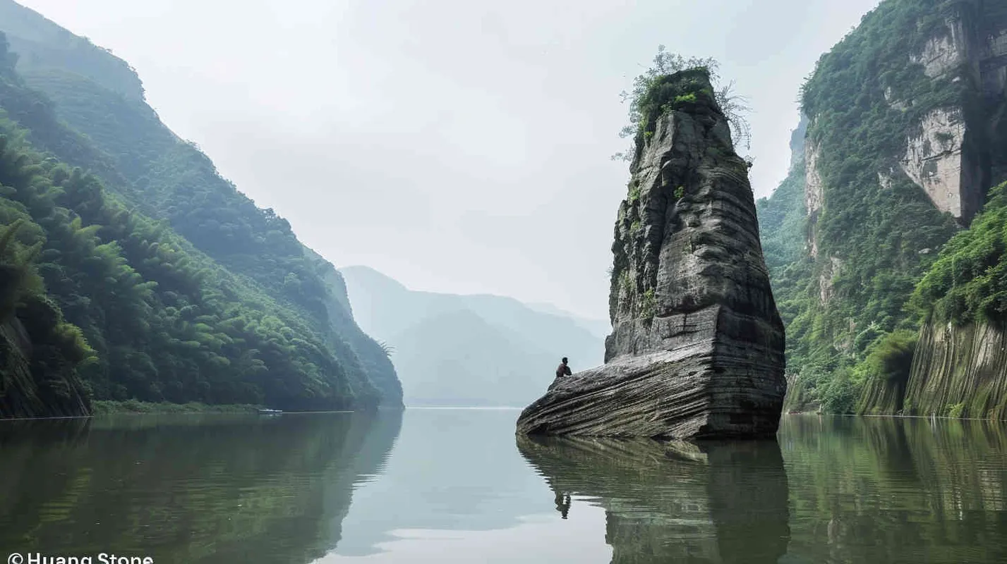 蹯溪钓鱼台太公庙前的河水中央，有一尊巨石，形如圆锥倒立，又似莲蓬斜插。这就是有名的“璜石”。璜石光芒四射，旁边坐着一位老人。  - style1部分
