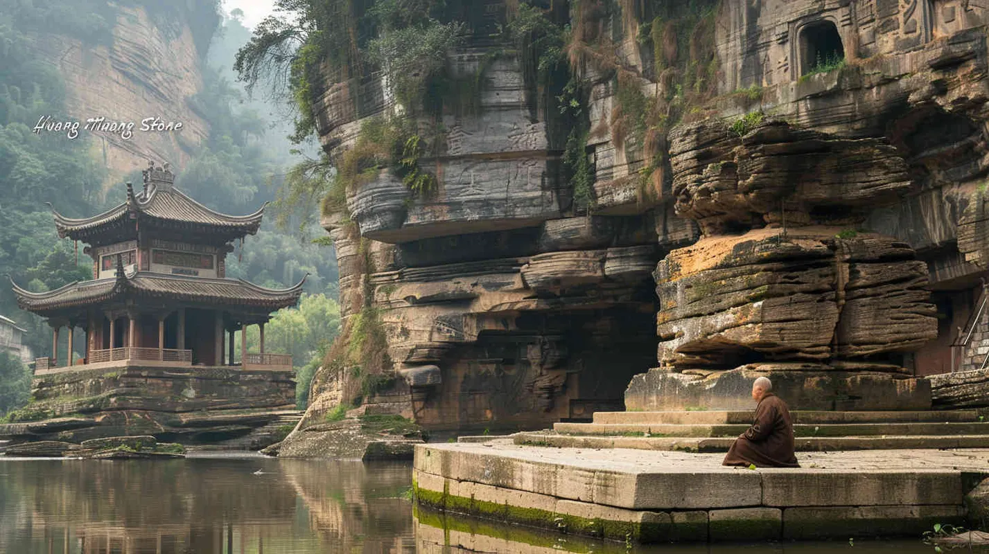 蹯溪钓鱼台太公庙前的河水中央，有一尊巨石，形如圆锥倒立，又似莲蓬斜插。这就是有名的“璜石”。璜石光芒四射，旁边坐着一位老人。  - style2部分