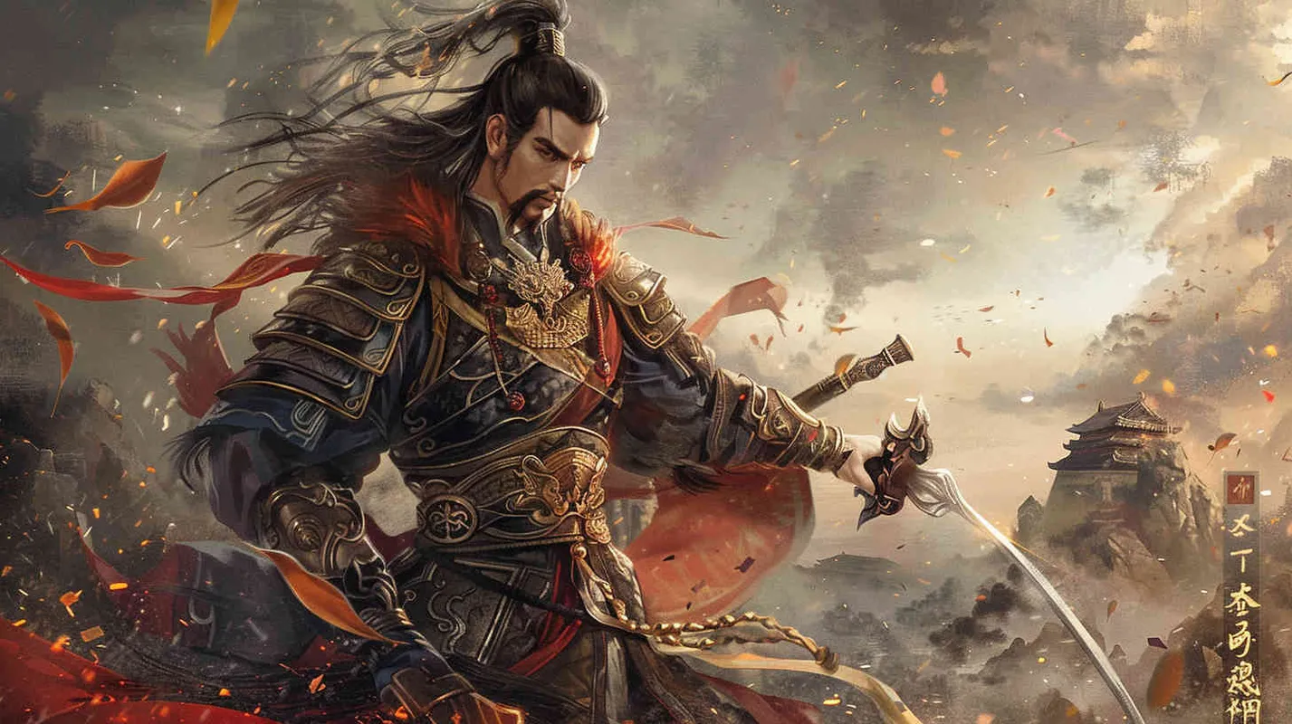 他身高魁梧，头戴皇冠，肩宽背厚，身穿黄色长袍，手持轩辕神剑。他的脸庞刚毅而威严，双眼炯炯有神。是华夏儿女的始祖。 - style4部分