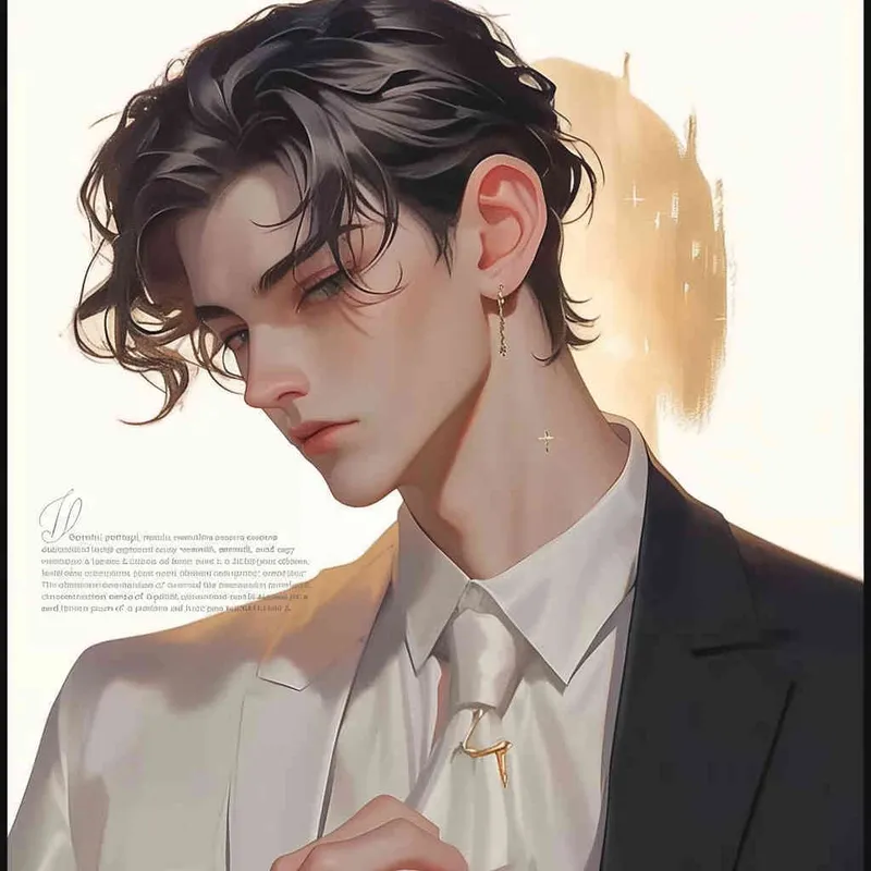 Gemini portrait, male, illustration style, warm, comfortable, lazy, gentle artistic style,polished scoundrels , three-dimensional facial features, modern style, male - style2部分