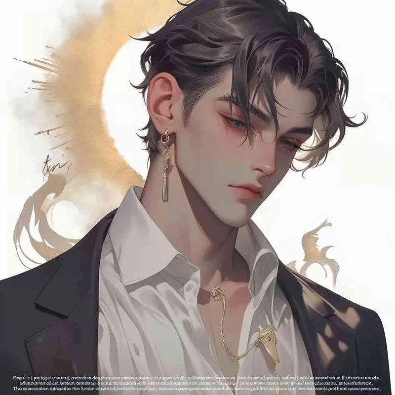 Gemini portrait, male, illustration style, warm, comfortable, lazy, gentle artistic style,polished scoundrels , three-dimensional facial features, modern style, male - style4部分