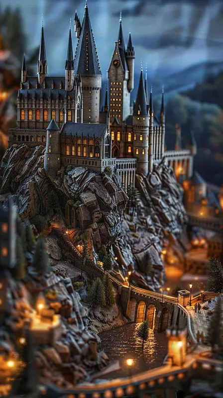 Hogwarts, castle on a hill, from Harry Potter, layered paper art, 
diorama, shadowbox, volumetric lighting, product photography – AI绘画作品展示 | Midjourney中文版生成