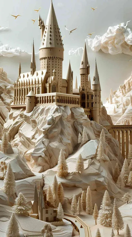 Hogwarts, castle on a hill, from Harry Potter, layered paper art,
diorama, shadowbox, volumetric lighting, product photography - AI绘画作品展示 | Midjourney中文版生成