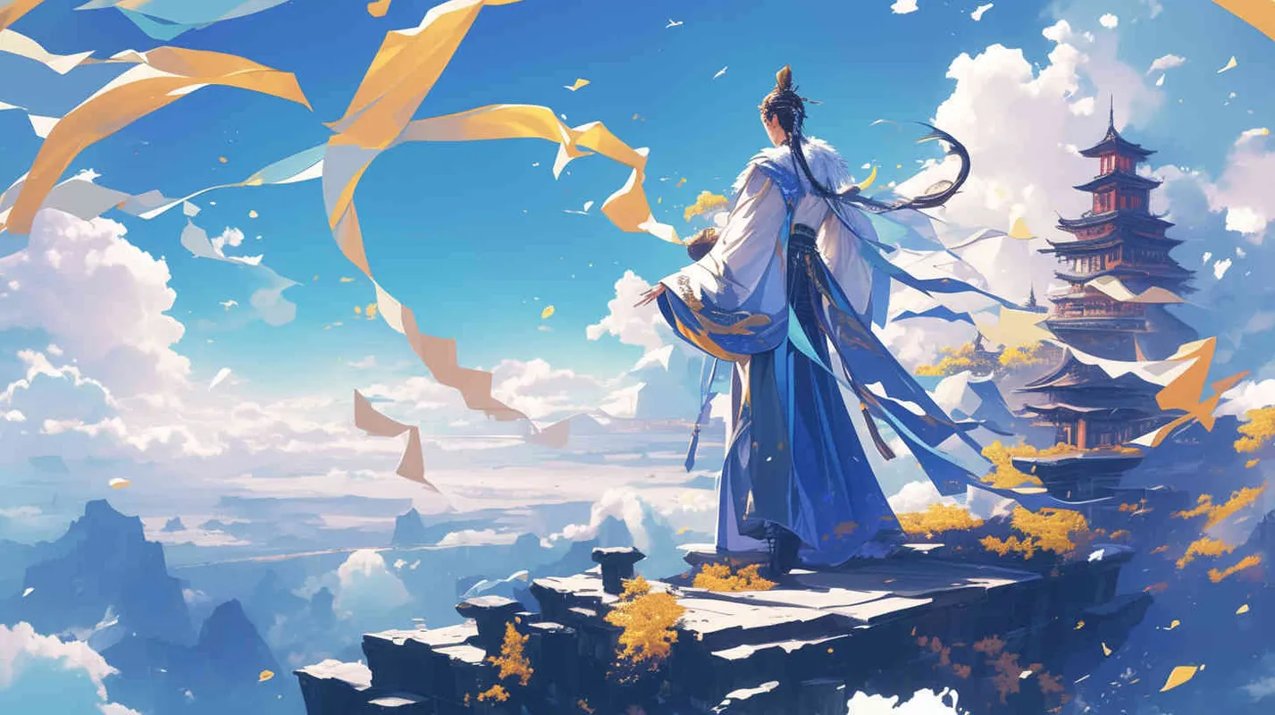 一位身着兽皮的美男子正在广阔天地抚琴 - AI绘画作品展示 | Midjourney中文版生成