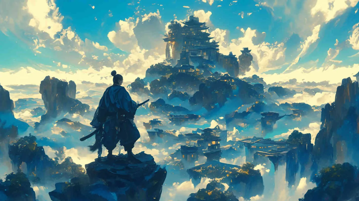 一位身着兽皮的美男子正在广阔天地抚琴 - AI绘画作品展示 | Midjourney中文版生成