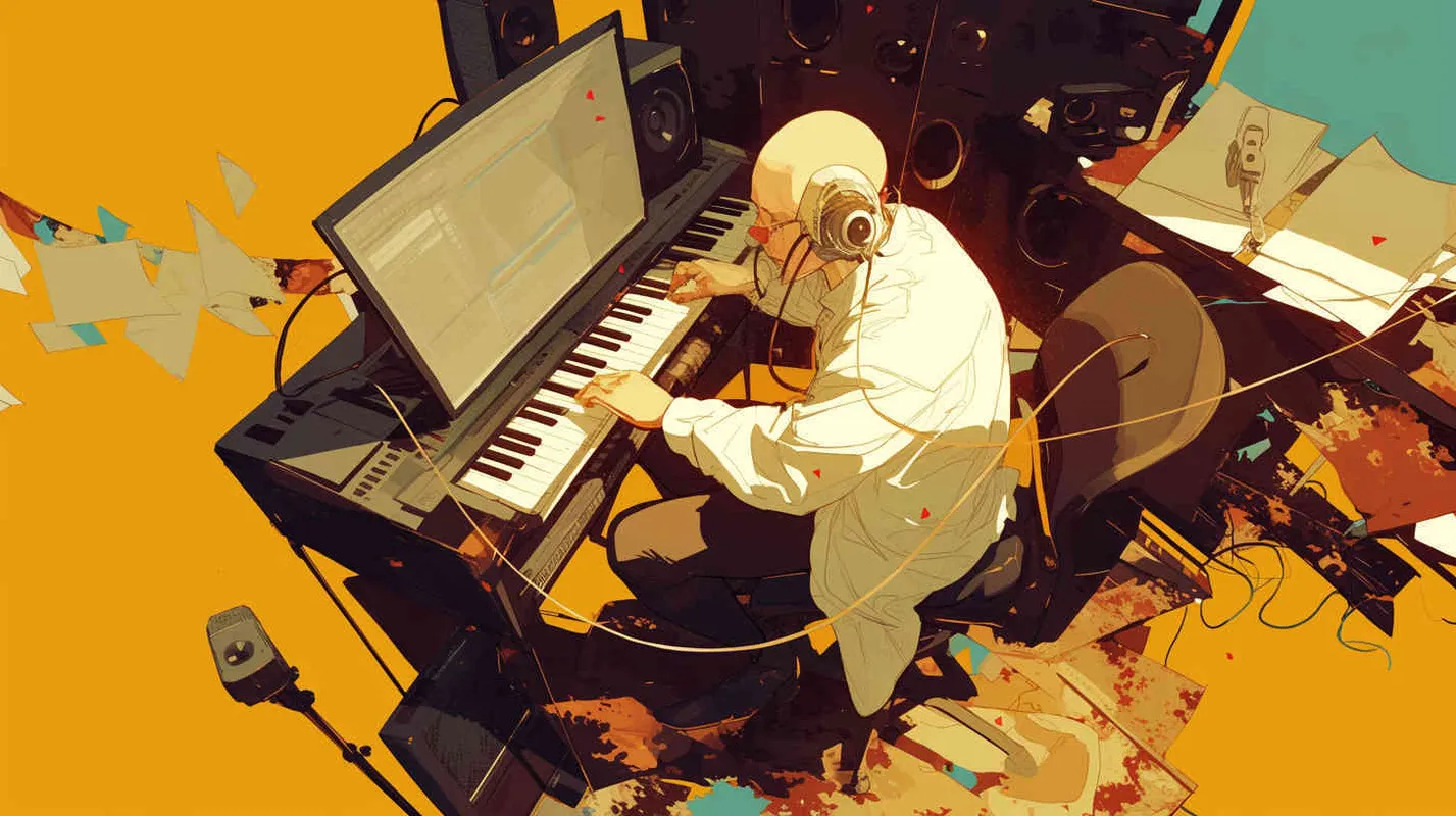 一位身着兽皮的美男子正在创作乐曲 - style4部分