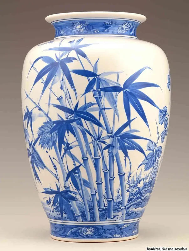 Bamboo shaped blue and white porcelain vase - style1部分