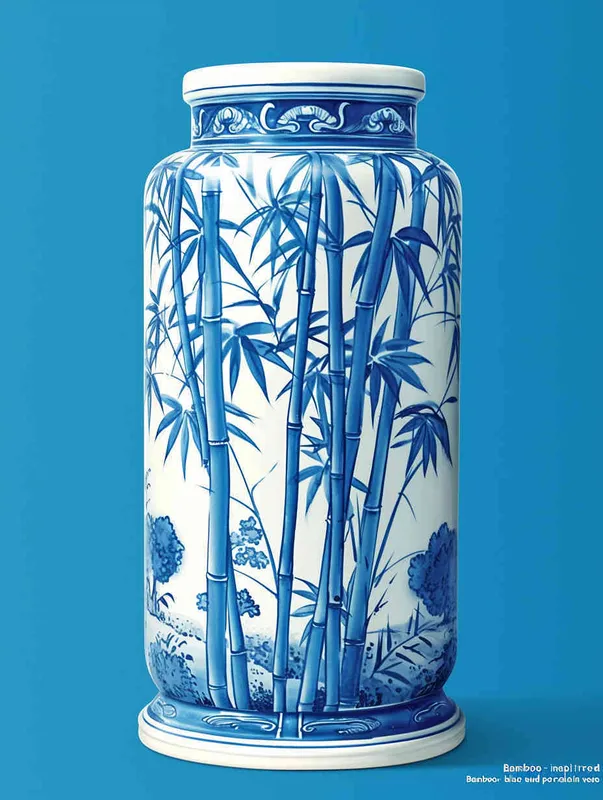 Bamboo shaped blue and white porcelain vase - style2部分