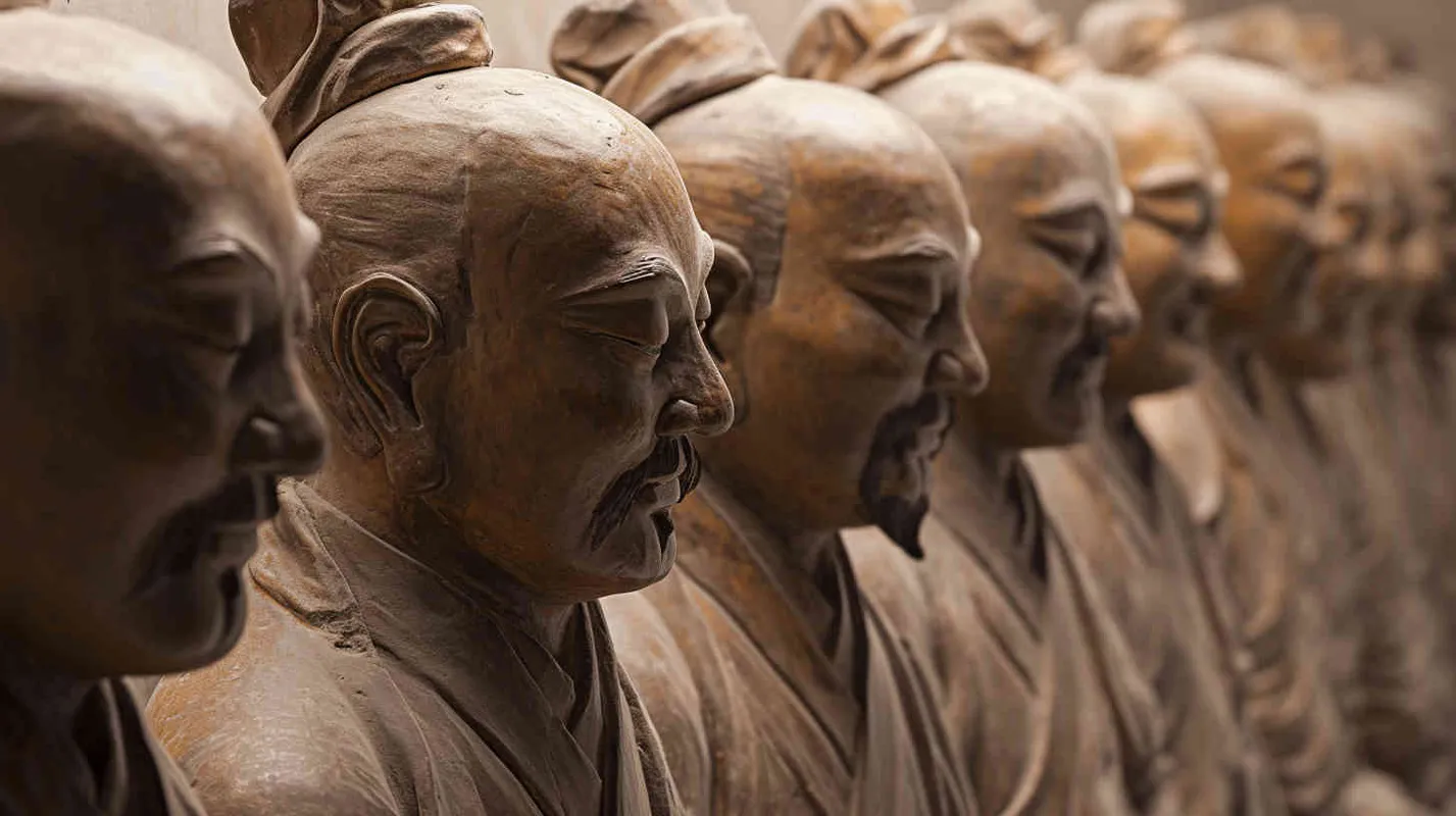 远古华夏的黄帝拥有25个儿子，其中12个得姓，后来的唐、虞、夏、商、周、秦等朝代，都是这十二姓的后代。图片中有12个远古男子 - style2部分