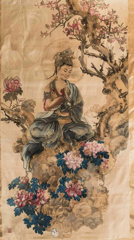 画一副唐卡，文殊菩萨，庄严正气 - style3部分