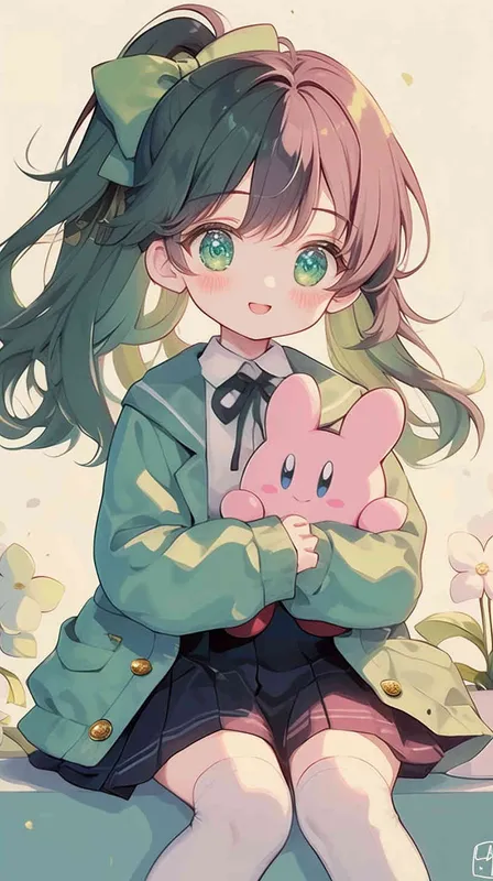 <https://s.mj.run/iNFVJ4iTIxI> ,anime style,A Girl in a school uniform, with a wavy ponytail, looks at the camera, with bright aqua eyes and a star Kirby doll in her arms, smiling–niji6 –iw1.2 – style2部分” class=”wp-image”/>
</figure>


<figure class=
