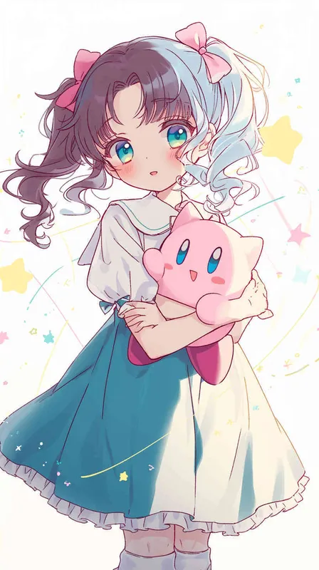 <https://s.mj.run/88j_SF8Kbvo> anime style,A Girl in a school uniform, with a wavy ponytail, looks at the camera, with bright aqua eyes and a star Kirby doll in her arms, smiling –ar 9:16 –niji 6 –iw 1.2 – style2部分” class=”wp-image”/>
</figure>


<figure class=
