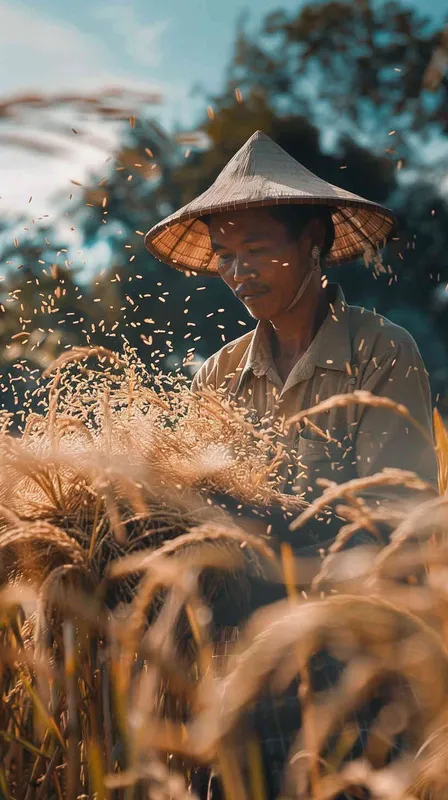 镜头拉近，揭示了每一粒饭粒背后，都是农人们的辛勤汗水。 - AI绘画作品展示 | Midjourney中文版生成