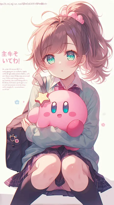 <https://s.mj.run/QDmBbCnExVI> A cute Girl in a school uniform, with a wavy ponytail, looks at the camera, with bright aqua eyes and a star Kirby doll in her arms, smiling – style1部分” class=”wp-image”/>
</figure>


<figure class=